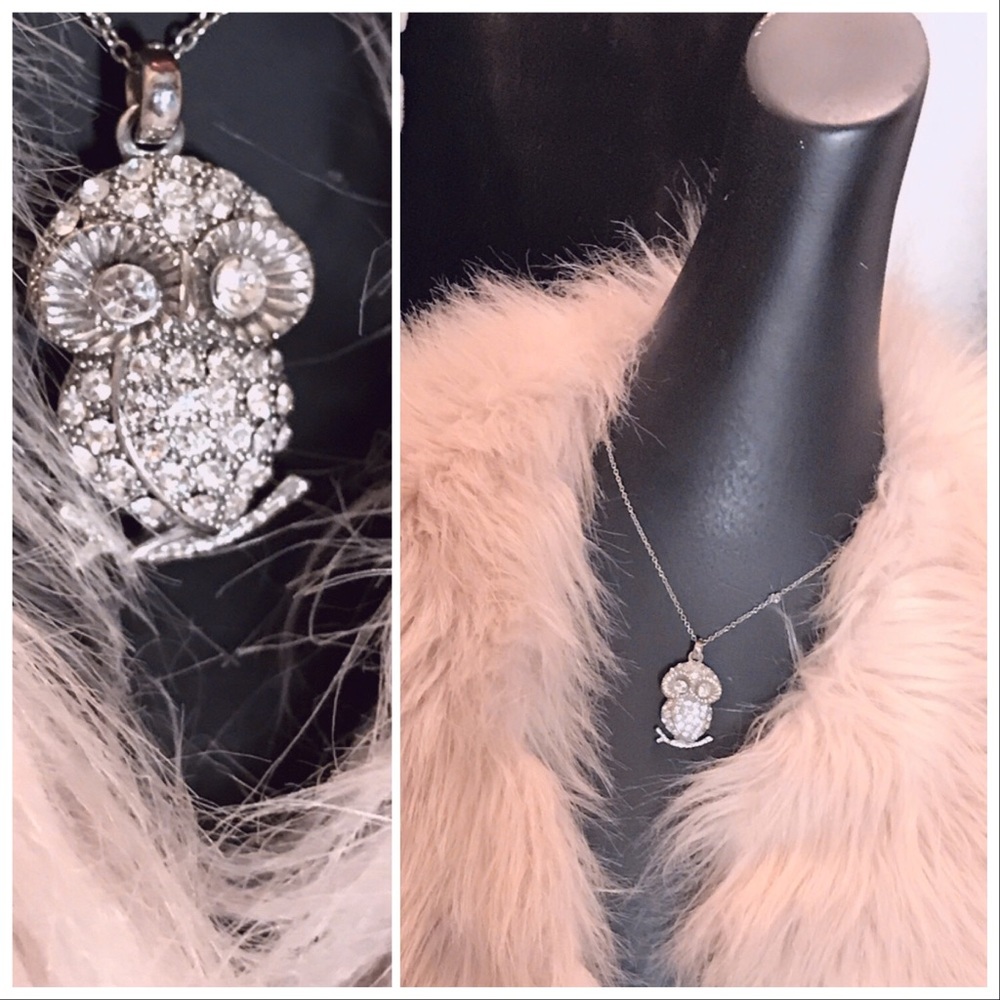3 for 20! Express rhinestone silver owl necklace